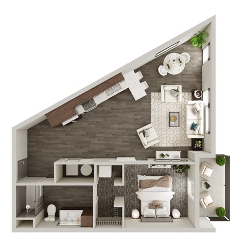 One Bed / One Bath 713 SF Floor Plan at The Westline at Flanagan Lake in Omaha, NE